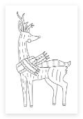 Coloriage d’un renne en écharpe