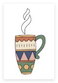 Coloriage d’une grande tasse fumante, mis en couleur